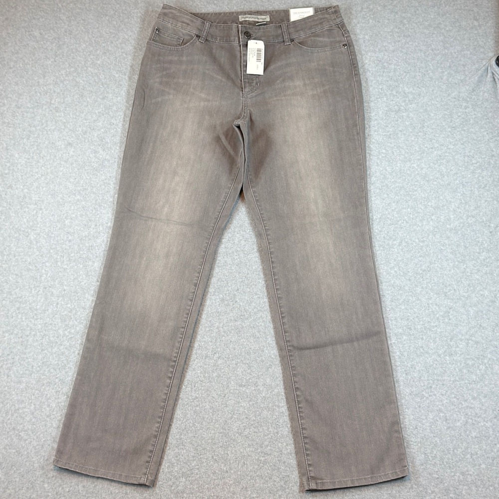 Chico's Jeans Womens 2 US 12 Platinum Ultimate Fit Slim Leg Dove Grey Wash Denim